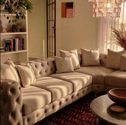 Sofaya Monaco Chesterfield 6 Seater Chaise Sofa Mink Velvet L Shaped Corner Chaise - Right Hand Deep Buttoned Upholstery Couch Lounge - thumbnail 4