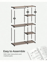 Songmics Freestanding Wardrobe, Foldable Closet, Coat Rack With Clothes Rails, Clothes Rack, Open Storage Wardrobe - thumbnail 7
