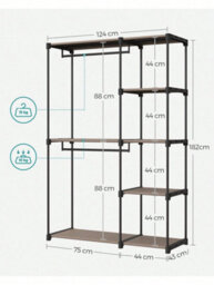 Songmics Freestanding Wardrobe, Foldable Closet, Coat Rack With Clothes Rails, Clothes Rack, Open Storage Wardrobe - thumbnail 6