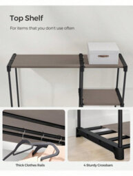 Songmics Freestanding Wardrobe, Foldable Closet, Coat Rack With Clothes Rails, Clothes Rack, Open Storage Wardrobe - thumbnail 5
