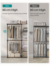 Songmics Freestanding Wardrobe, Foldable Closet, Coat Rack With Clothes Rails, Clothes Rack, Open Storage Wardrobe - thumbnail 4