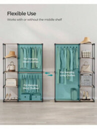 Songmics Freestanding Wardrobe, Foldable Closet, Coat Rack With Clothes Rails, Clothes Rack, Open Storage Wardrobe - thumbnail 3