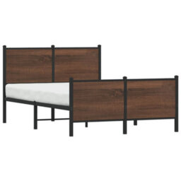 Berkfield Metal Bed Frame Without Mattress Brown Oak 137X190 Cm - thumbnail 4