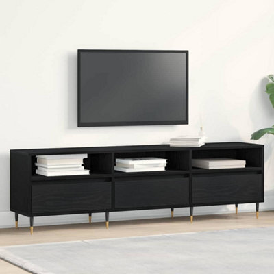 Berkfield Tv Cabinet Black Oak 150X30X44,5 Cm Engineered Wood - image 1