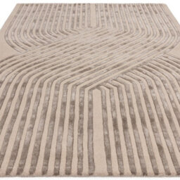 Cream Handmade Modern Striped Wool 12-14mm Thick Stain-Resistant Rug For Bedroom, Living, & Dining Room-160Cm X 230Cm - thumbnail 4