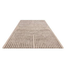 Cream Handmade Modern Striped Wool 12-14mm Thick Stain-Resistant Rug For Bedroom, Living, & Dining Room-160Cm X 230Cm - thumbnail 5