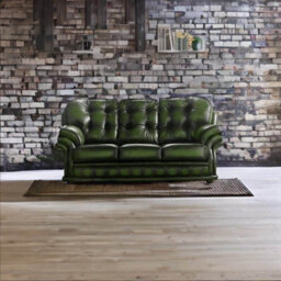 Chesterfield 3 Seater Antique Green Leather Sofa Bespoke In Knightsbridge Style - thumbnail 3