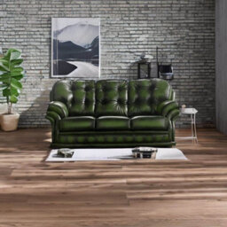 Chesterfield 3 Seater Antique Green Leather Sofa Bespoke In Knightsbridge Style - thumbnail 2
