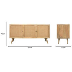 Desser Manhattan Sideboard 3 Door Mango Wood & Cane Webbing In Natural H70Cm X W145Cm X D45Cm - thumbnail 6