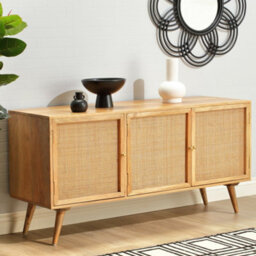 Desser Manhattan Sideboard 3 Door Mango Wood & Cane Webbing In Natural H70Cm X W145Cm X D45Cm - thumbnail 4
