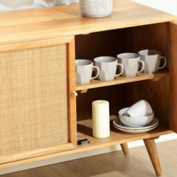 Desser Manhattan Sideboard 3 Door Mango Wood & Cane Webbing In Natural H70Cm X W145Cm X D45Cm - thumbnail 5