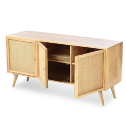 Desser Manhattan Sideboard 3 Door Mango Wood & Cane Webbing In Natural H70Cm X W145Cm X D45Cm - thumbnail 2