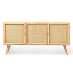 Desser Manhattan Sideboard 3 Door Mango Wood & Cane Webbing In Natural H70Cm X W145Cm X D45Cm - thumbnail 1