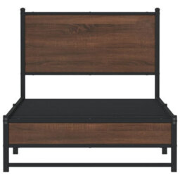 Berkfield Metal Bed Frame Without Mattress Brown Oak 75X190 Cm Small Single - thumbnail 5