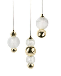 Beliani Led Wall Lamp - Gold Glass Shade, Iron Base, Glam Style - W32 X D32 X H128Cm - thumbnail 3