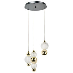 Beliani Led Wall Lamp - Gold Glass Shade, Iron Base, Glam Style - W32 X D32 X H128Cm - thumbnail 2