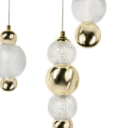 Beliani Led Wall Lamp - Gold Glass Shade, Iron Base, Glam Style - W32 X D32 X H128Cm - thumbnail 4