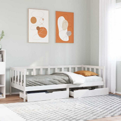 Berkfield Daybed With Drawers Without Mattress White 80X200 Cm Solid Wood - image 1