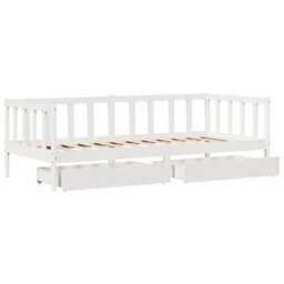Berkfield Daybed With Drawers Without Mattress White 80X200 Cm Solid Wood - thumbnail 9