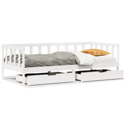 Berkfield Daybed With Drawers Without Mattress White 80X200 Cm Solid Wood - thumbnail 2