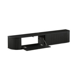 Matteo 180Cm Wall Mounted Floating Tv Cabinet With Fluted Doors - Black - thumbnail 5