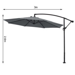 Living And Home 3M Large Rotatable Garden Sun Shade Cantilever Parasol Patio Hanging Banana Umbrella Crank Tilt With Square Base, Dark Grey - thumbnail 8