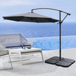 Living And Home 3M Large Rotatable Garden Sun Shade Cantilever Parasol Patio Hanging Banana Umbrella Crank Tilt With Square Base, Dark Grey - thumbnail 3