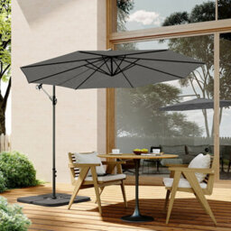 Living And Home 3M Large Rotatable Garden Sun Shade Cantilever Parasol Patio Hanging Banana Umbrella Crank Tilt With Square Base, Dark Grey - thumbnail 2