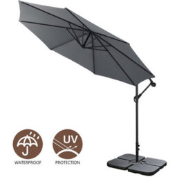 Living And Home 3M Large Rotatable Garden Sun Shade Cantilever Parasol Patio Hanging Banana Umbrella Crank Tilt With Square Base, Dark Grey - thumbnail 4