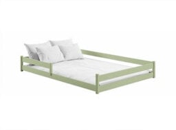 Arte Wooden Bed Fini Eu Double - Olive Pine, Safe Low Bed With Protective Rails & Slat Kit Included - thumbnail 1