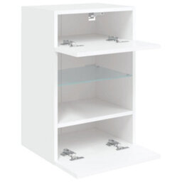 Berkfield Tv Wall Cabinets With Led Lights 2 Pcs White 40X30X60.5 Cm - thumbnail 8
