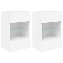 Berkfield Tv Wall Cabinets With Led Lights 2 Pcs White 40X30X60.5 Cm - thumbnail 2