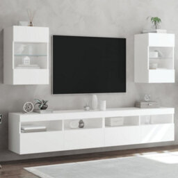 Berkfield Tv Wall Cabinets With Led Lights 2 Pcs White 40X30X60.5 Cm - thumbnail 1