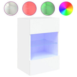 Berkfield Tv Wall Cabinets With Led Lights 2 Pcs White 40X30X60.5 Cm - thumbnail 6