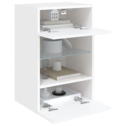 Berkfield Tv Wall Cabinets With Led Lights 2 Pcs White 40X30X60.5 Cm - thumbnail 5