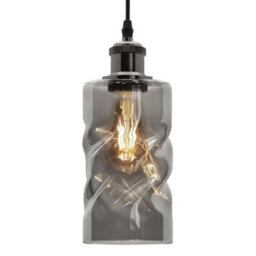 Long Life Lamps Company Vintage Smoked Grey Twisted Cylinder Glass Ceiling Pendant Lamp M0242