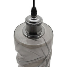 Long Life Lamps Company Vintage Smoked Grey Twisted Cylinder Glass Ceiling Pendant Lamp M0242 - thumbnail 4