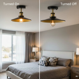 2 Pack Vintage Flush Mount Ceiling Light With E27 Base 22Cm Cone Shade Black Inner Gold For Bedroom Hallway Living Room With Bulb - thumbnail 5