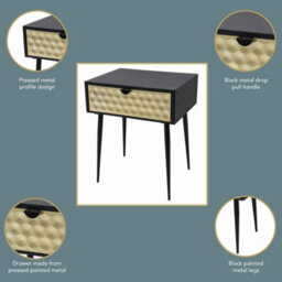 Core Products Options Jupiter Metal 1 Drawer Bedside Cabinet - Gold Effect Drawer With Black Handle And Legs 56.2 X 46 X 35.8Cm - thumbnail 8
