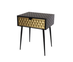 Core Products Options Jupiter Metal 1 Drawer Bedside Cabinet - Gold Effect Drawer With Black Handle And Legs 56.2 X 46 X 35.8Cm - thumbnail 2