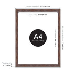 A4 Walnut Picture Frame Fits A4 (21 X 29.7Cm - 8.3 X 11.7In) Poster, Photo, Artwork, Or Print. - thumbnail 2