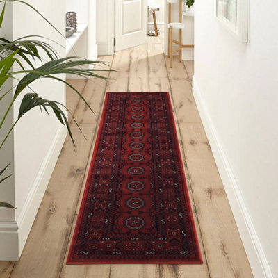 Yasmin Traditional Bukhara Indoor Area Rug Classic Oriental Style Red 60X220 Cm - image 1