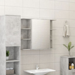 Berkfield Bathroom Mirror Cabinet Concrete Grey 80X20.5X64 Cm Engineered Wood