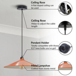 Retro Orange Cone Pendant Light Adjustable Ceiling Lights Vintage Hanging Lamp E27 For Kitchen Bedroom Living Room - thumbnail 5