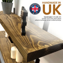 Mkgt Handcrafted Rustic Wooden Floating Shelves, Solid Wood, Made In Uk Wall Mounted Shelf (Tudor Oak Set Of 2, 110Cm) - thumbnail 5