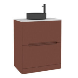 Royal Bathrooms Venice 700mm Terracotta Clay Freestanding Bathroom Countertop Vanity Unit 2 Drawer With Art Round Basin - thumbnail 7