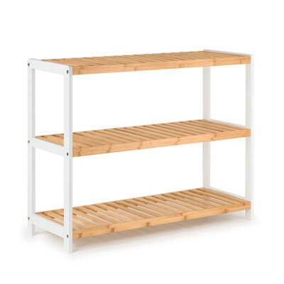 EHC Woodluv 3-Tier Shoe Rack, Shoe Storage Organiser, Wooden Storage Rack, Shoe Shelf For Hallway, Living Room, 70X26X55Cm - image 1