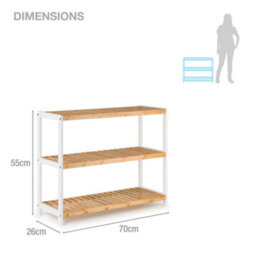 EHC Woodluv 3-Tier Shoe Rack, Shoe Storage Organiser, Wooden Storage Rack, Shoe Shelf For Hallway, Living Room, 70X26X55Cm - thumbnail 8