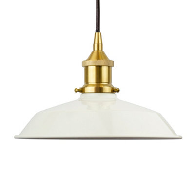 Clay White Small Trinity Metal Painted Dome Pendant Light With Polished Brass Lamp Holder And Black Round Cable - Se Home - image 1