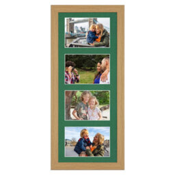 AK Frames 50X20Cm Light Oak Modern Multi Photo Frame With Emerald Mount - Holds 4 Apertures (4X) 6X4 Photos - thumbnail 1